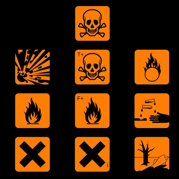 Zestaw symboli zagrożenia chemiczne — Wektor stockowy