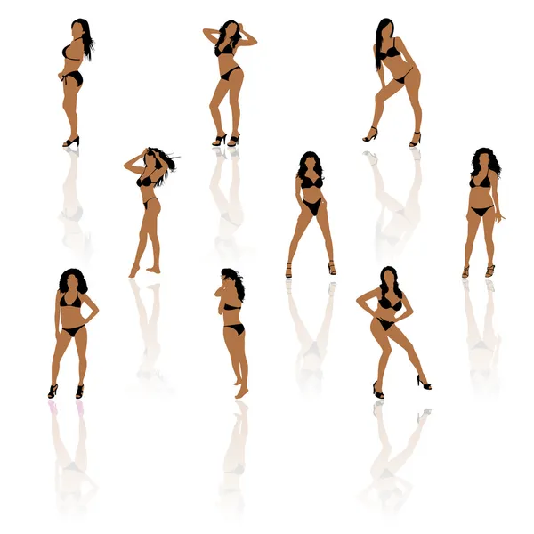 Set van vrouwen in bikini, vector — Stockvector