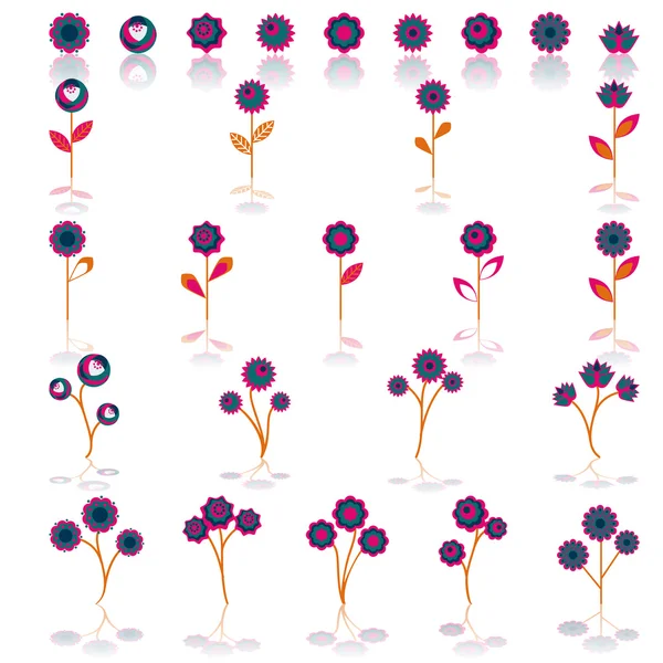 Set di fiori colorati primaverili, vettore — Vettoriale Stock