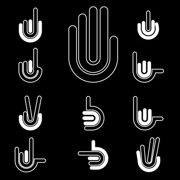 Gestos de mano y señales conjunto de iconos vectoriales para su diseño — Vector de stock