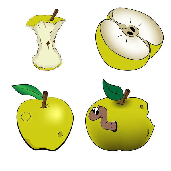 Manzanas verdes, vector — Vector de stock