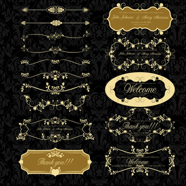 Conjunto de decoración de página con elementos retro, vector — Archivo Imágenes Vectoriales