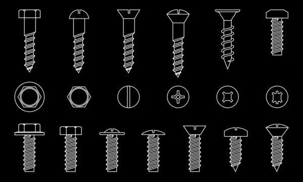 Set of screws, vector — Stock Vector