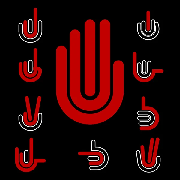 Gestos de mano y señales conjunto de iconos vectoriales para su diseño — Archivo Imágenes Vectoriales