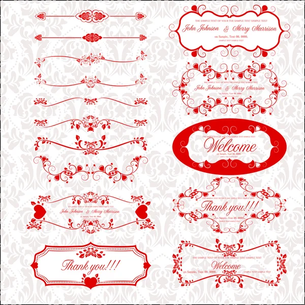 Conjunto de decoración de página con elementos retro, vector — Archivo Imágenes Vectoriales