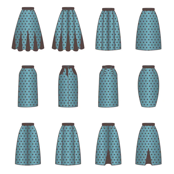 Set of woman skirts, vector — Stock Vector