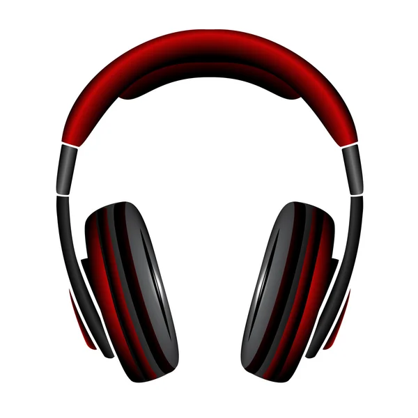 Vermelho Headphones simples em silhueta, vetor — Vetor de Stock