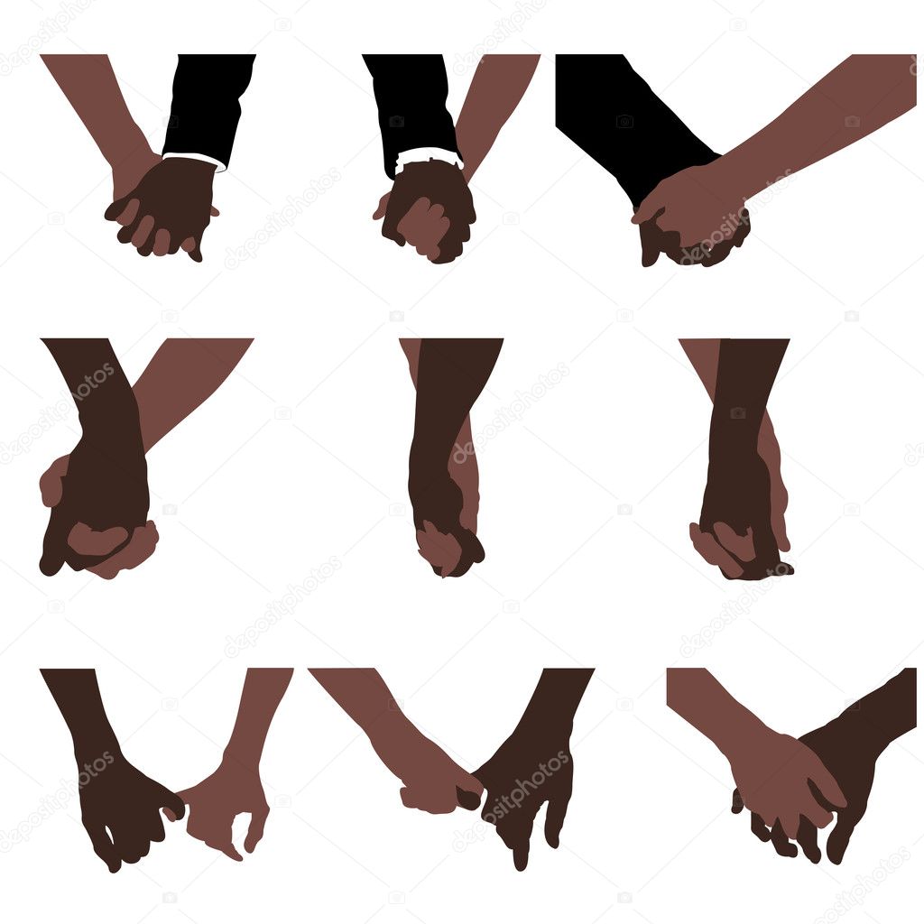 couples holding hands, vector