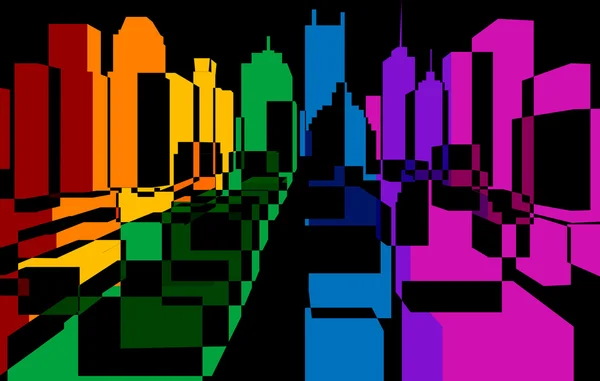 Fond coloré du centre-ville, vecteur — Image vectorielle