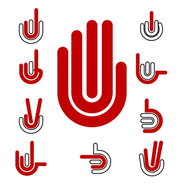 Gestos de mano y señales conjunto de iconos vectoriales para su diseño — Vector de stock