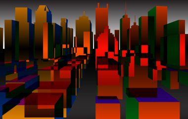 renkli downtown arka plan, vektör