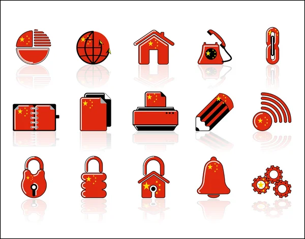 Sitio web chino colorido & conjunto de iconos de Internet, VECTOR — Archivo Imágenes Vectoriales