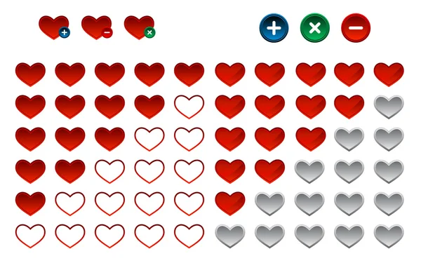 Colored heart favorite button, vector — Stock Vector