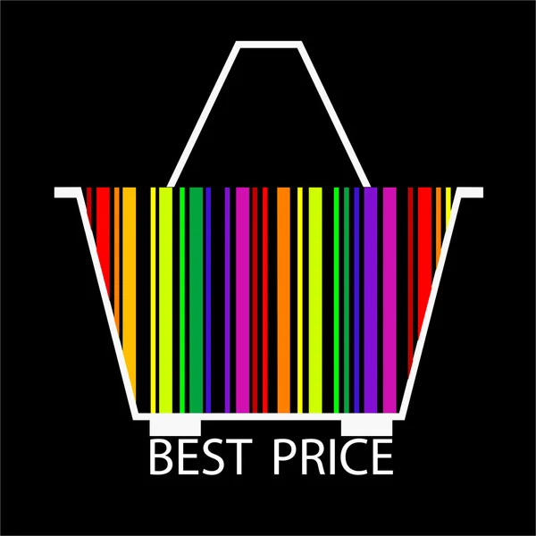 Best price barcode Shopping basket, vector — Stock Vector