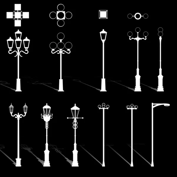 Set farola de calle, vector — Archivo Imágenes Vectoriales