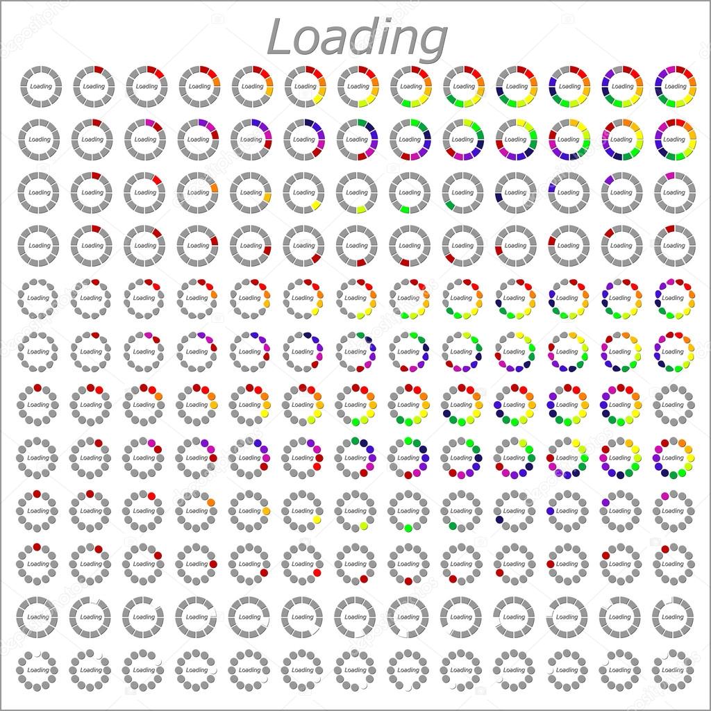 colorful different circle loader progress bar, vector