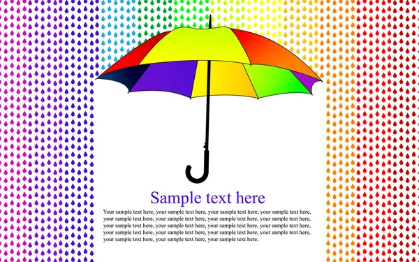 Fondo colorido con paraguas en la lluvia, vector — Archivo Imágenes Vectoriales