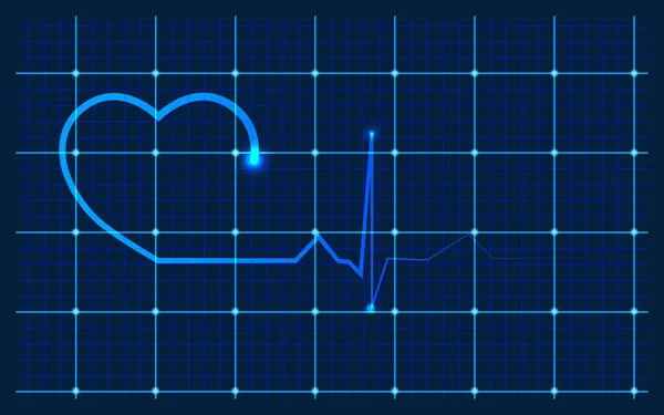 Szív- és EKG piros szalag — Stock Vector