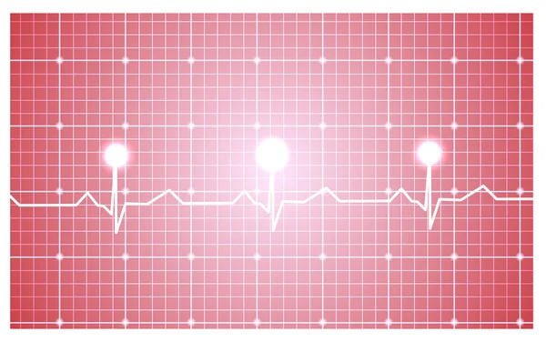 Szív- és EKG piros szalag — Stock Vector