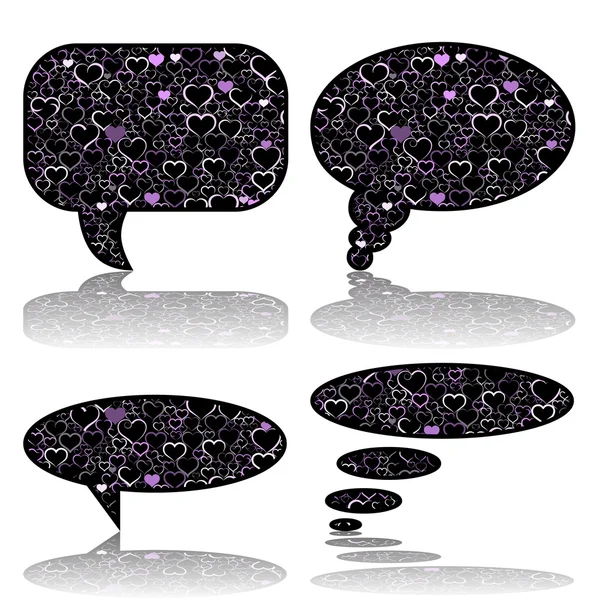 Communication bubbles with hearts, LOVE, vector — Stock Vector