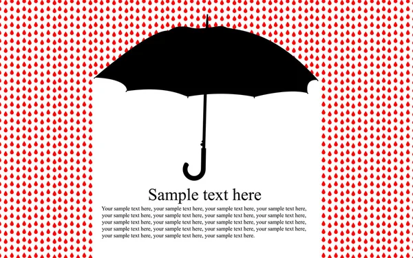 カラフルな背景、雨の中傘を持つベクトル — ストックベクタ