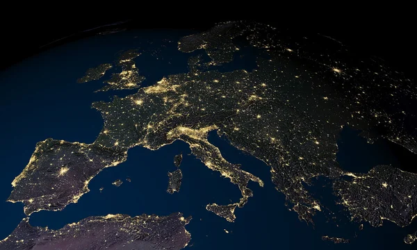 Earth at night over Europe — Stock Photo, Image