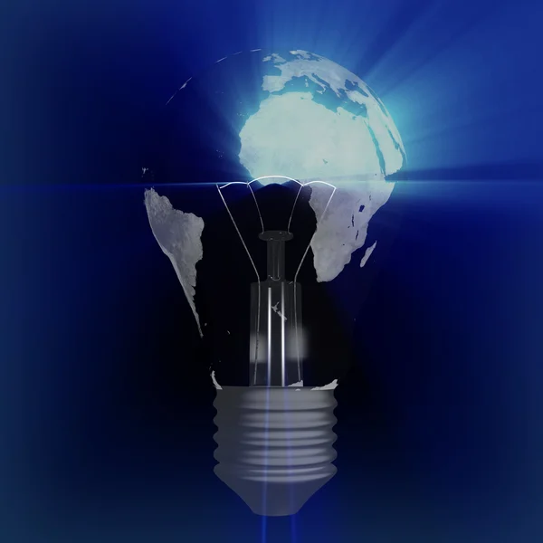 Eco bulb, electric light bulb with a world map, Africa — Stock Photo, Image