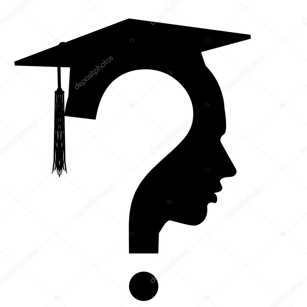 question mark head with Education Cup symbol, vector