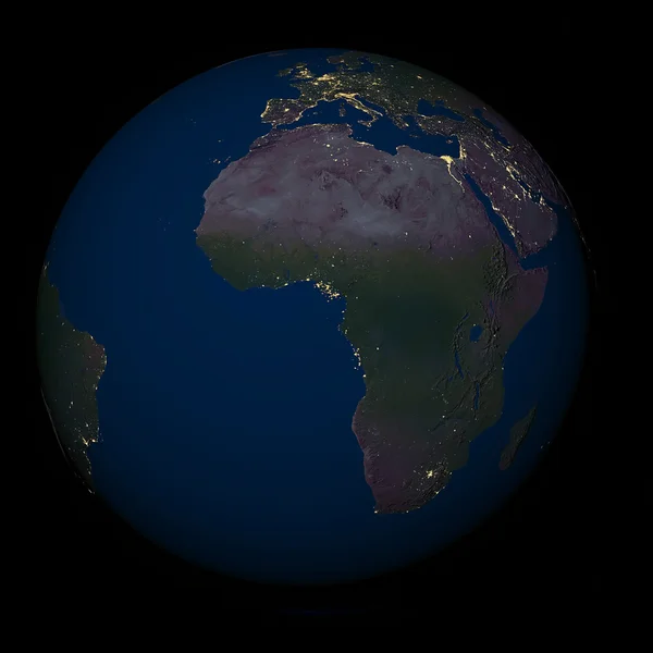 Earth at night over Africa — Stock Photo, Image