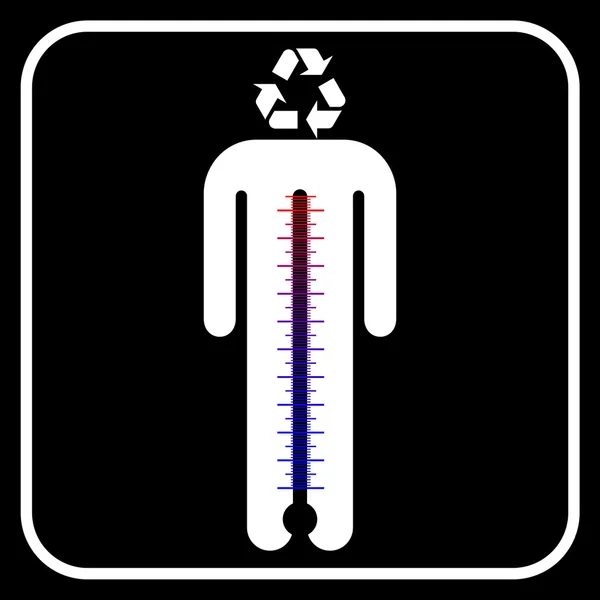 Symbol człowieka Eco z termometrem, wektor — Wektor stockowy