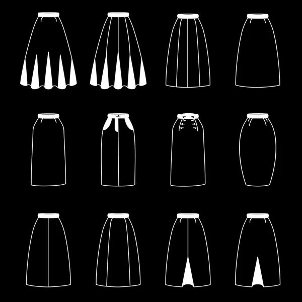 Conjunto de faldas de mujer, vector — Vector de stock