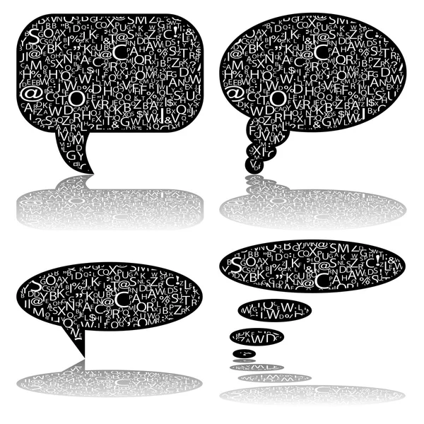 Médias sociaux, bulles de communication avec lettres, vecteur — Image vectorielle