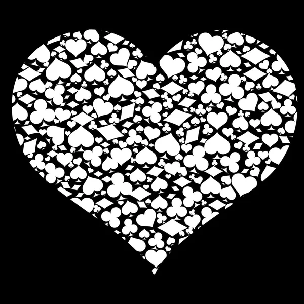 Corazón con símbolos de cartas de juego, vector — Vector de stock