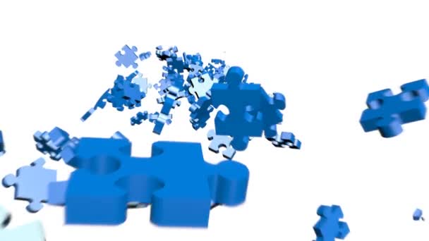 Pièces de puzzle bleu assemblant dans la tête 