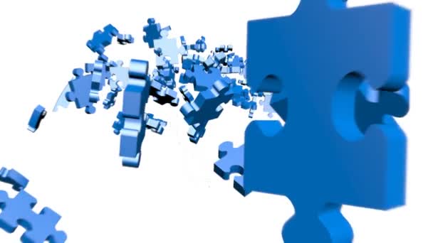 Blue Puzzle pieces assembling in head