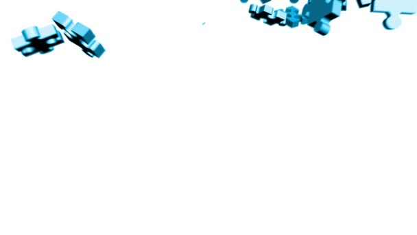 Pièces de puzzle bleu assemblant dans la tête 