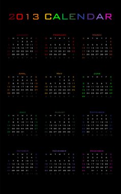 2013 vektör boş takvim