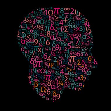 head with numbers, vector clipart