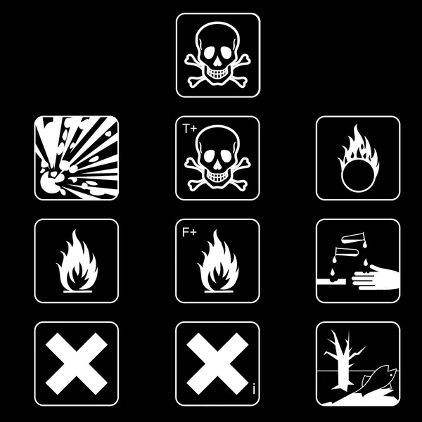 Chemicals hazard symbols — Stock Vector