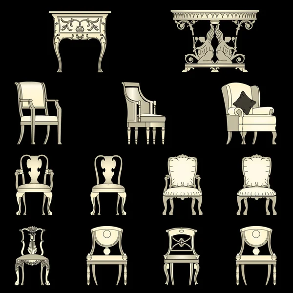 Fauteuils et tables luxueux — Image vectorielle