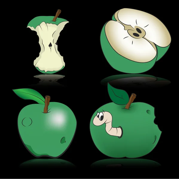 Manzanas verdes, vector — Vector de stock