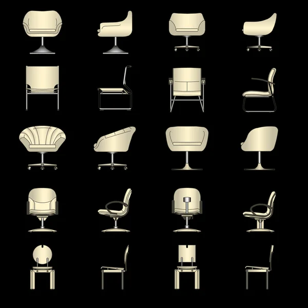 Ensemble de chaise moderne, vecteur — Image vectorielle