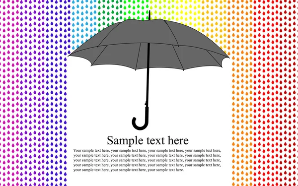 Barevné pozadí s deštníkem v dešti, vektorové — Stockový vektor
