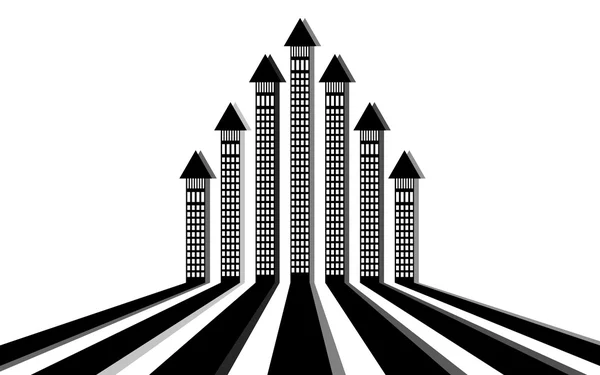 De straten van de stad met gebouwen - pijlen, vector — Stockvector
