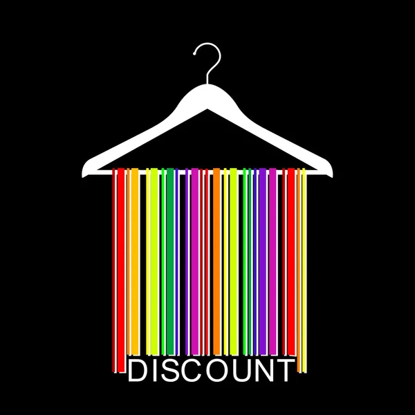 Colorful DISCOUNT barcode clothes hanger — Stock Vector