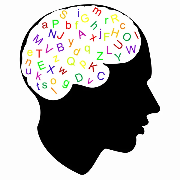 Kolorowe pisma w mózgu, wektor — Wektor stockowy