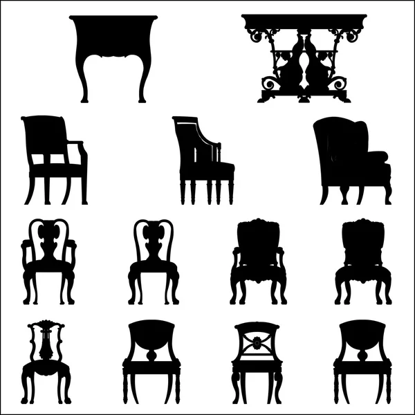Set of Luxurious armchairs and tables, vector — Stock Vector