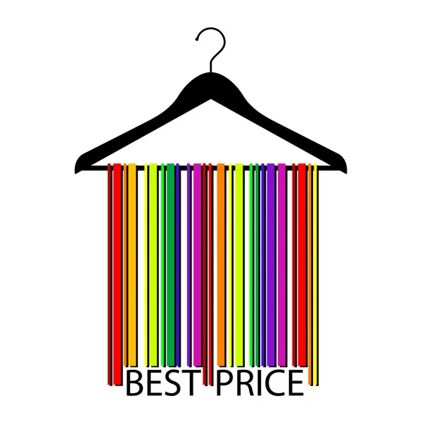 Colorful BEST PRICE barcode clothes hanger, vector — Stock Vector