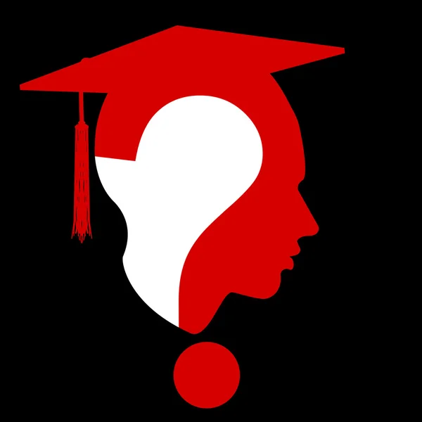 Ερωτηματικό κεφάλι με εκπαίδευση Κύπελλο σύμβολο, διάνυσμα — Διανυσματικό Αρχείο