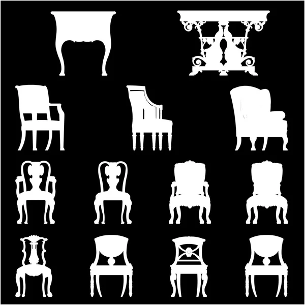 Set of Luxurious armchairs and tables, vector — Stock Vector